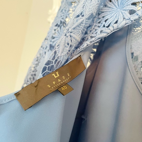 NWT $485 Space Style Concept Azalea Lt Blue Lace Crop Top Detail Dress Jumpsuit - Picture 5 of 6